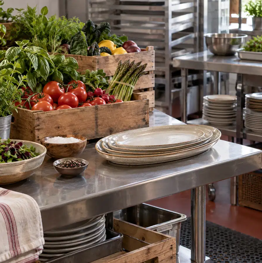 Illustration of catering businesses equipment and workspace