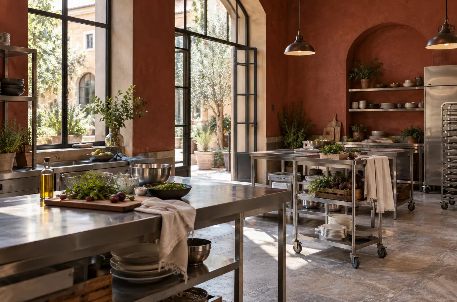 Illustration of catering businesses and their working space
