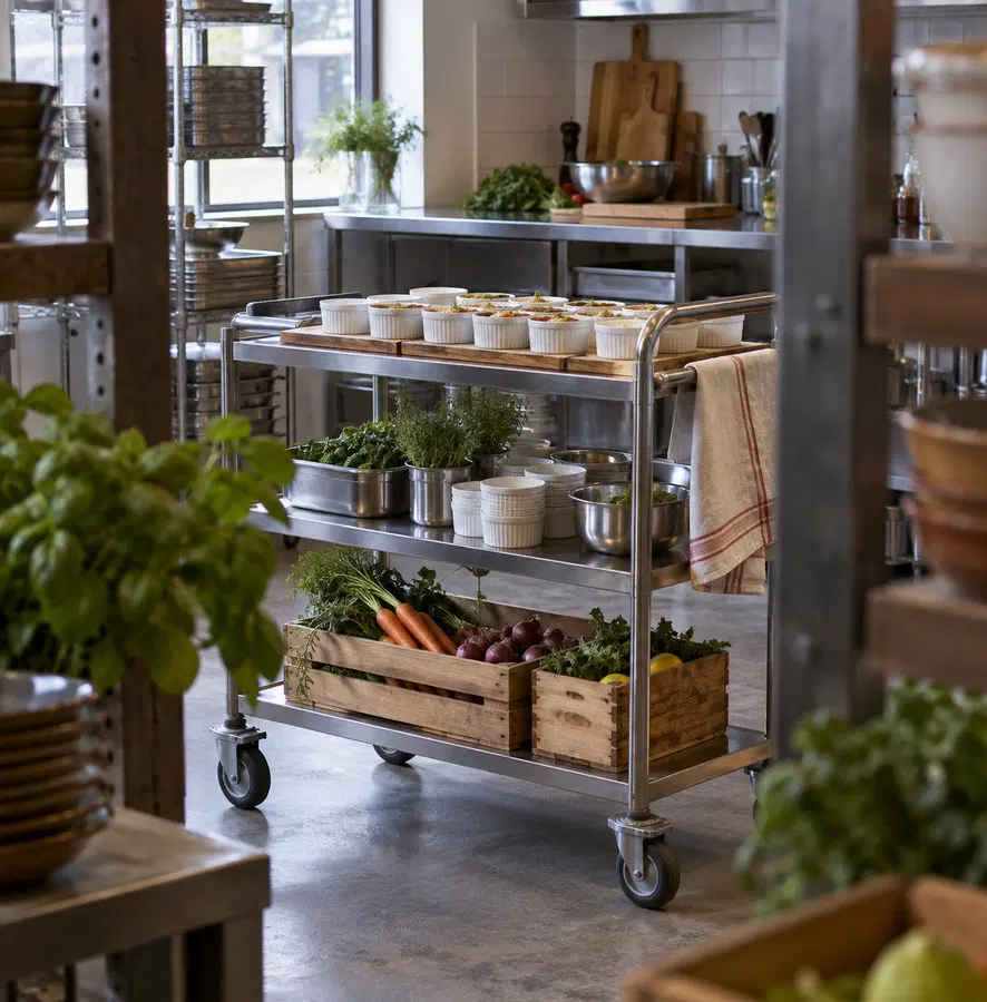 Illustration of catering businesses equipment and workspace